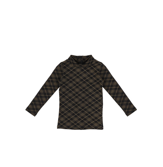 PLAID PRINTED MOCKNECK