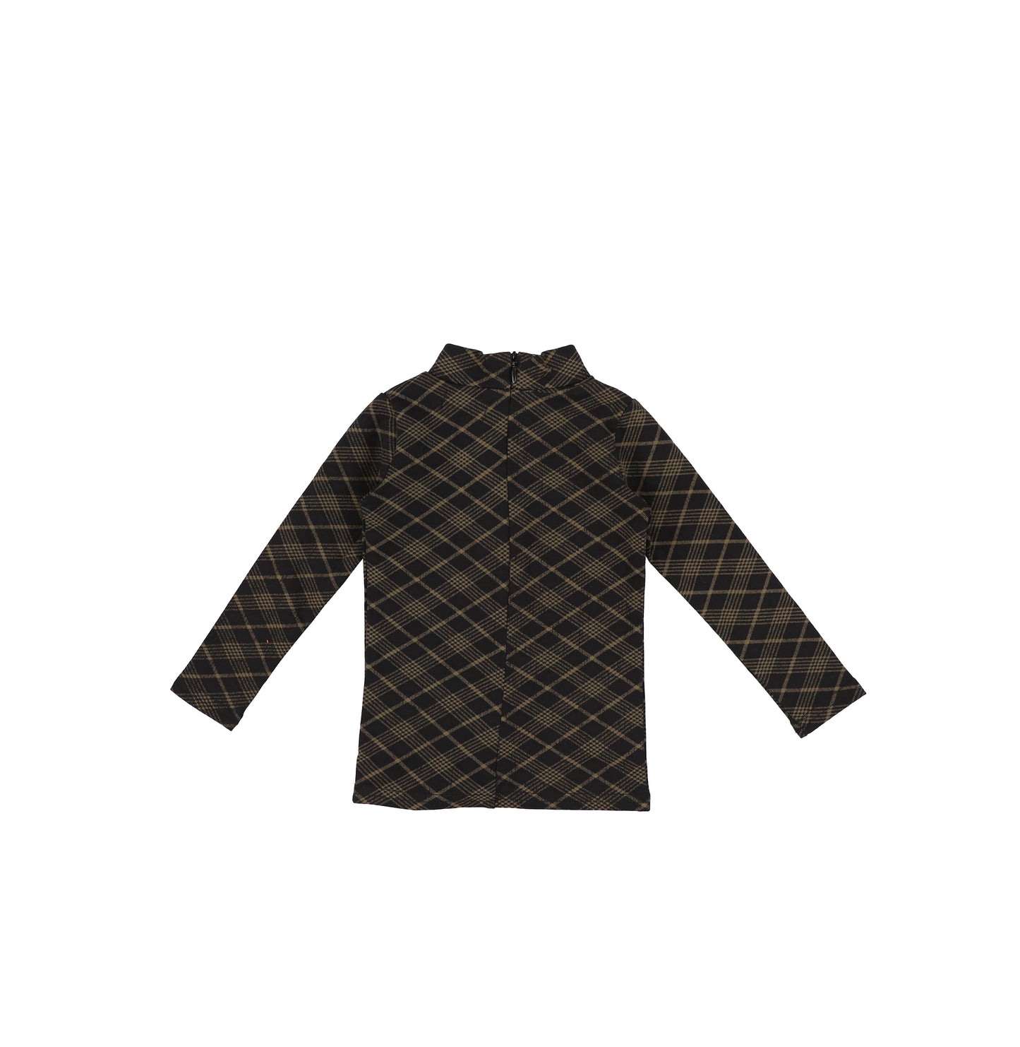 PLAID PRINTED MOCKNECK
