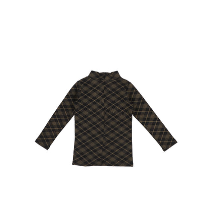 PLAID PRINTED MOCKNECK