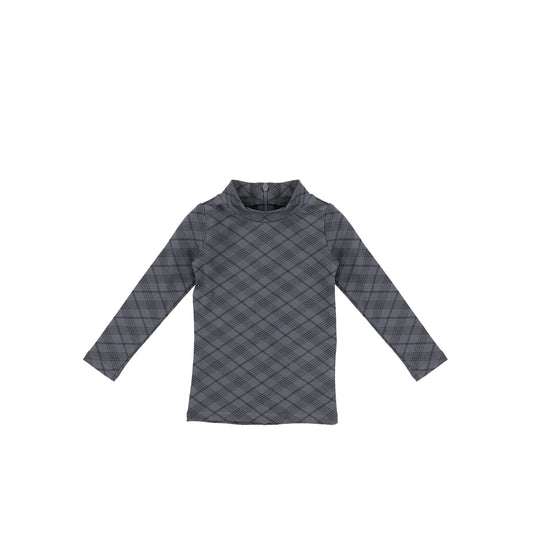PLAID PRINTED MOCKNECK