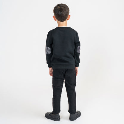 PLAID PATCH SWEATSHIRT