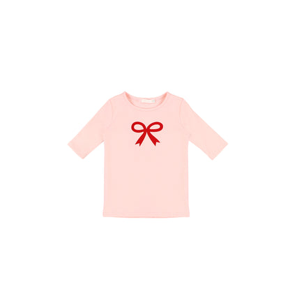 3/4 SLEEVES PRINTED BOW TSHIRT