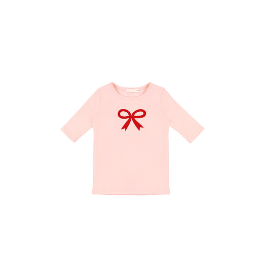 3/4 SLEEVES PRINTED BOW TSHIRT