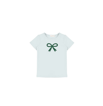 SHORT SLEEVES PRINTED BOW TSHIRT