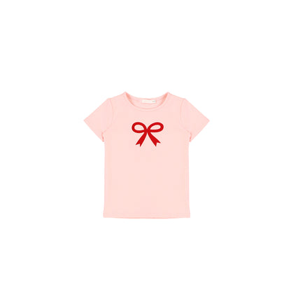 SHORT SLEEVES PRINTED BOW TSHIRT