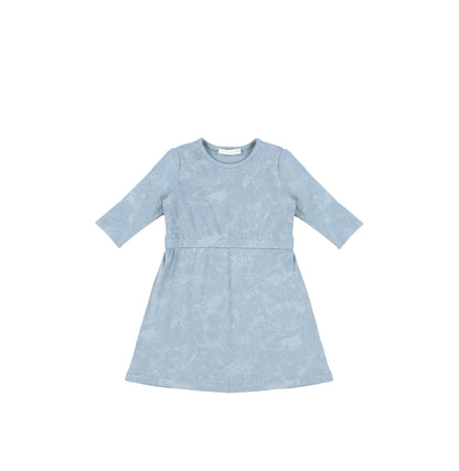 3/4 SLEEVES RIBBED WASH DRESS