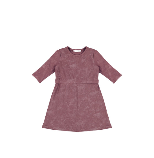 3/4 SLEEVES RIBBED WASH DRESS