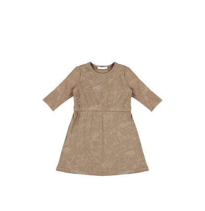 3/4 SLEEVES RIBBED WASH DRESS