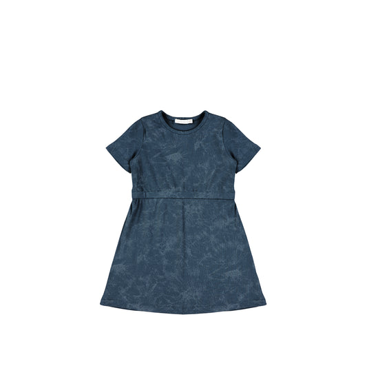 SHORT SLEEVES RIBBED WASH DRESS