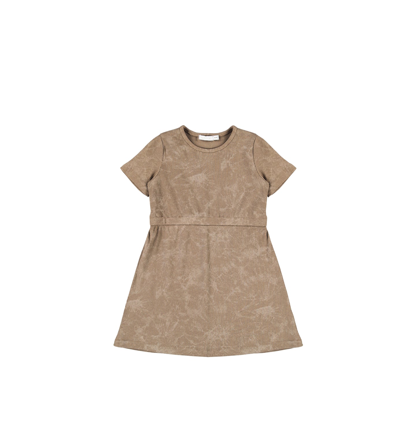 SHORT SLEEVES RIBBED WASH DRESS