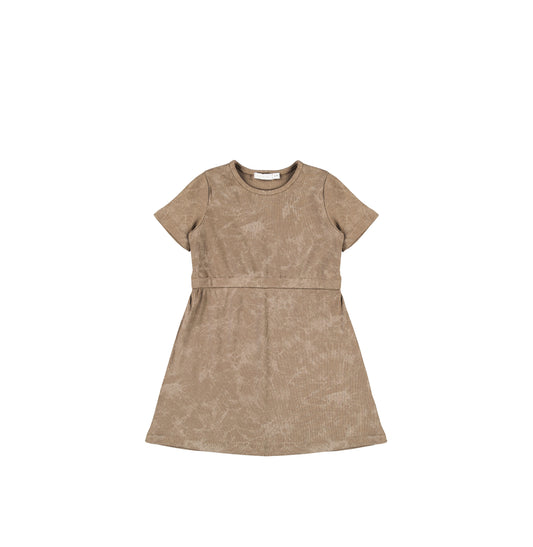 SHORT SLEEVES RIBBED WASH DRESS