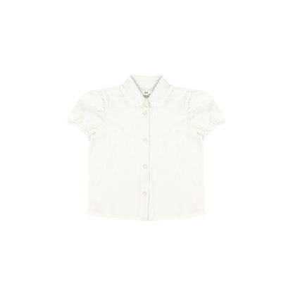 SHORT SLEEVES RUFFLE COLLAR BLOUSE