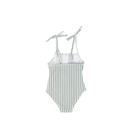 SMOCKED STRIPE BATHING SUIT