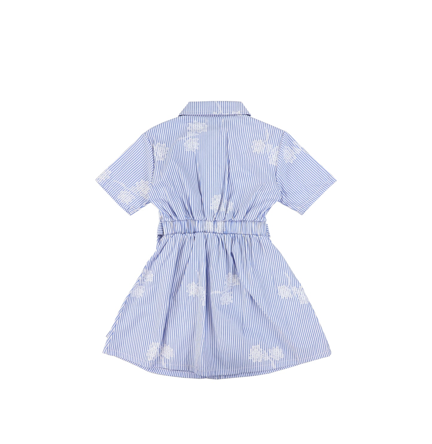 SHORT SLEEVES STRIPE FLORAL SHIRT DRESS