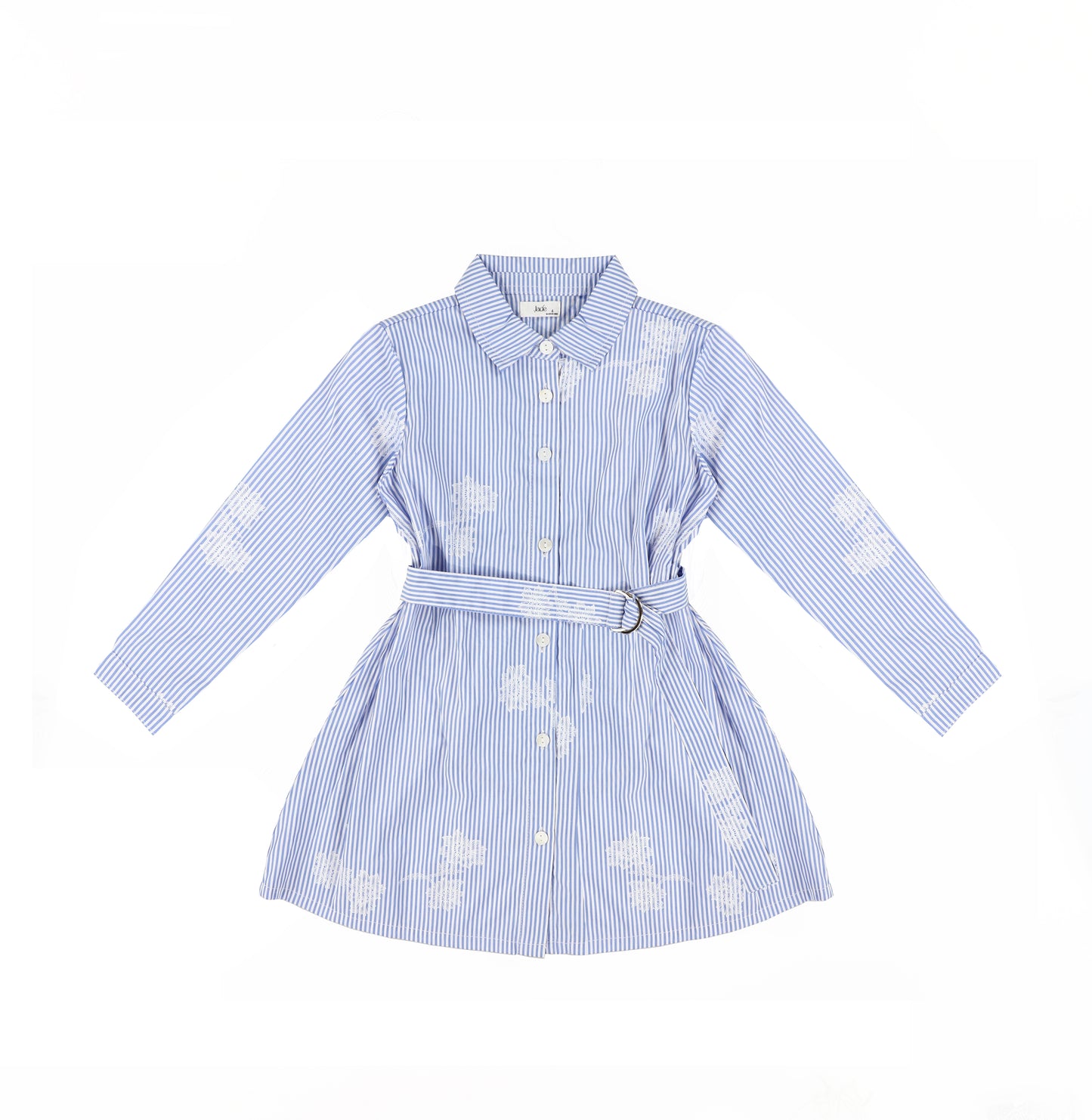 LONG SLEEVES STRIPE FLORAL SHIRT DRESS