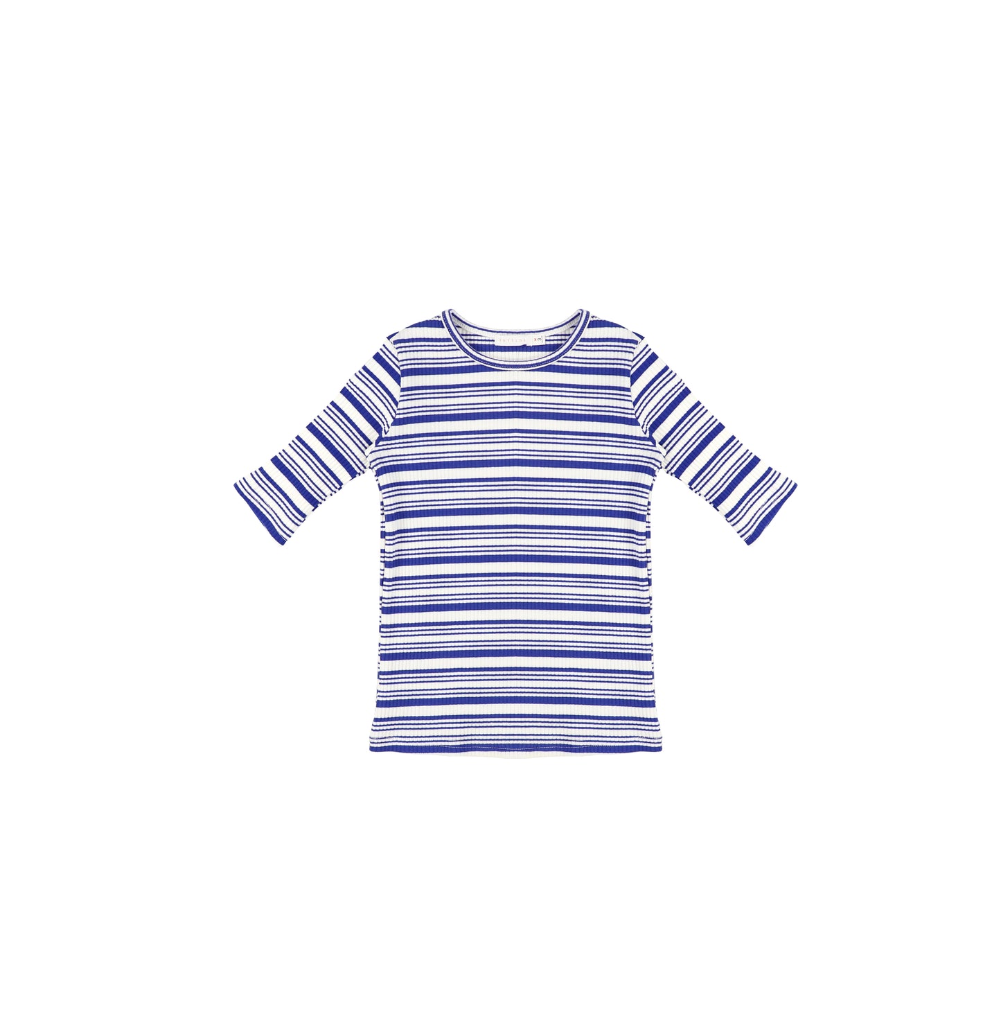 3/4 SLEEVES STRIPED RIBBED TSHIRT