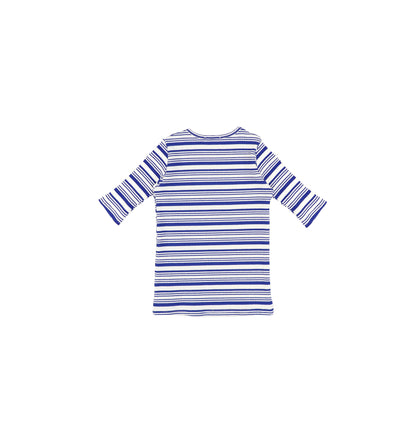 3/4 SLEEVES STRIPED RIBBED TSHIRT