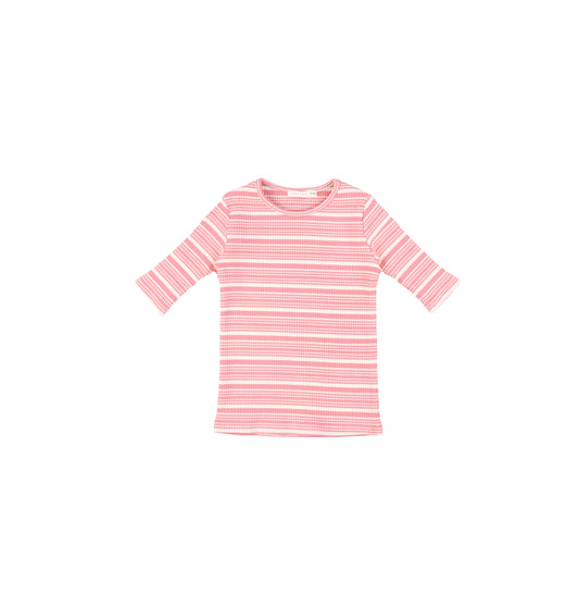 3/4 SLEEVES STRIPED RIBBED TSHIRT