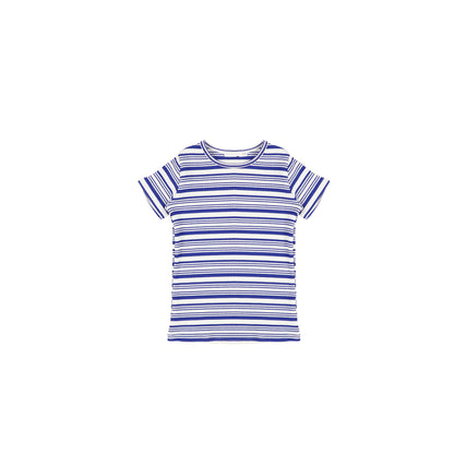 SHORT SLEEVES STRIPED RIBBED TSHIRT