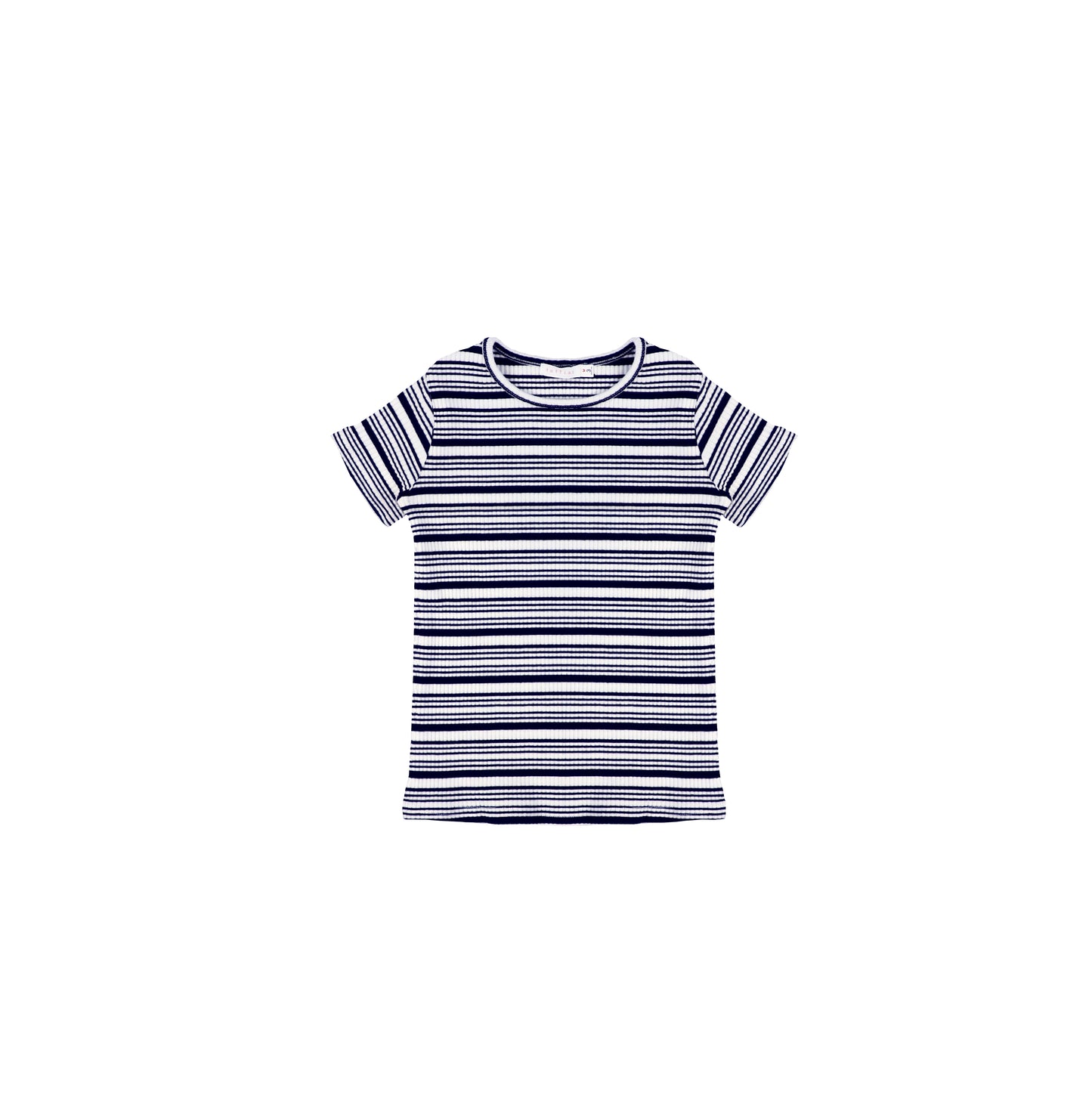 SHORT SLEEVES STRIPED RIBBED TSHIRT