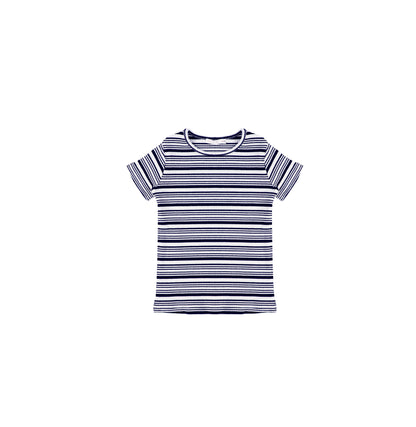 SHORT SLEEVES STRIPED RIBBED TSHIRT