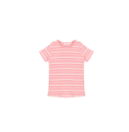 SHORT SLEEVES STRIPED RIBBED TSHIRT