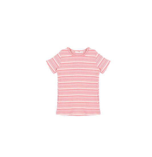 SHORT SLEEVES STRIPED RIBBED TSHIRT