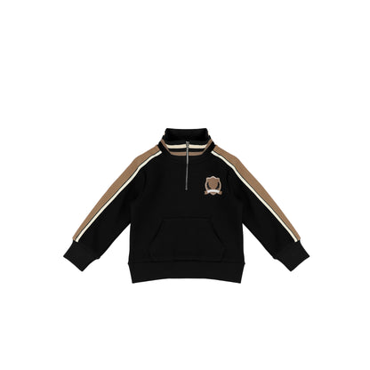 STRIPED SLEEVE ZIP TOP