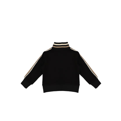 STRIPED SLEEVE ZIP TOP