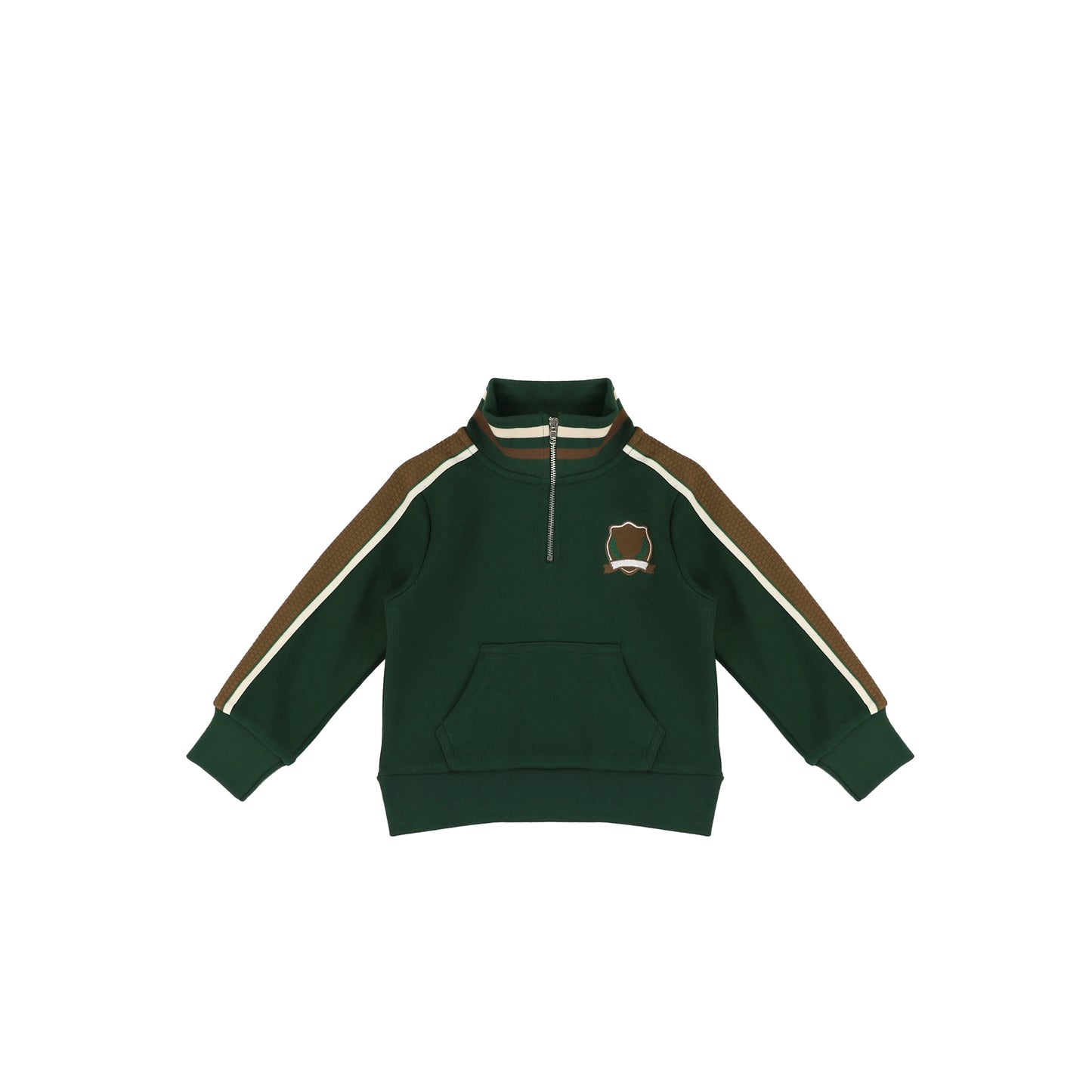 STRIPED SLEEVE ZIP TOP