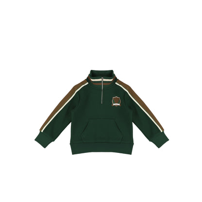 STRIPED SLEEVE ZIP TOP