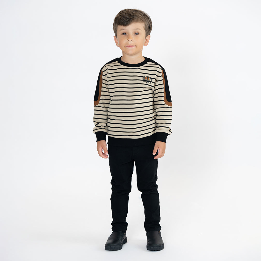 STRIPE VARSITY SWEATSHIRT
