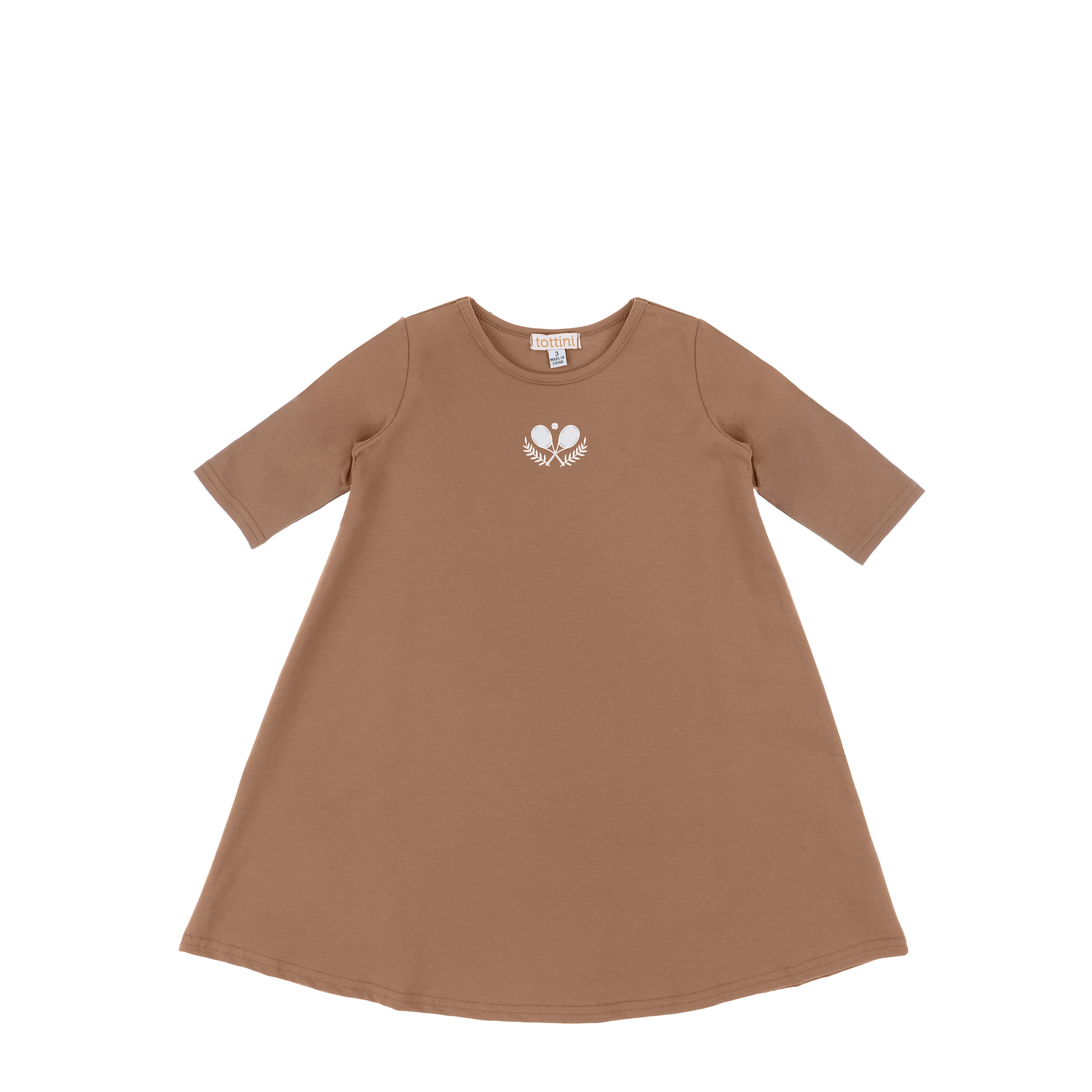 3/4 SLEEVES TENNIS DRESS Tan / 14 3/4 SLEEVES TENNIS DRESS Tan / 14