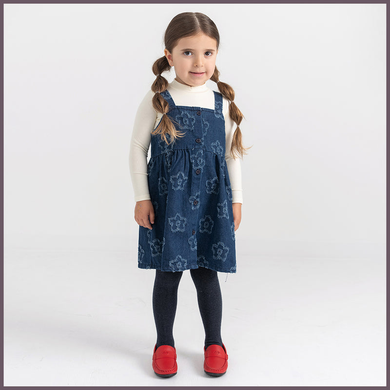 textured denim flower jumper