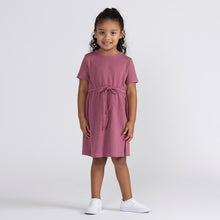 Load image into Gallery viewer, SHORT SLEEVES TEXTURED DRAWSTRING DRESS