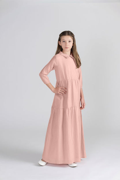 3/4 SLEEVES TEXTURED LINE MAXI