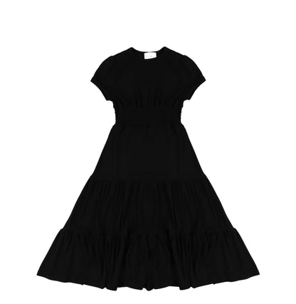 SHORT SLEEVES WAISTED MAXI DRESS