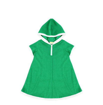 SHORT SLEEVES TERRY TRIM DRESS Green / 3 SHORT SLEEVES TERRY TRIM DRESS Green / 3