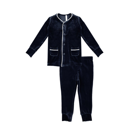 VELOUR PIPED GRANDFATHER PAJAMAS