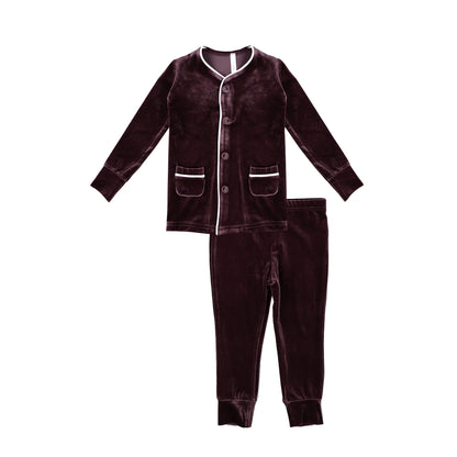 VELOUR PIPED GRANDFATHER PAJAMAS