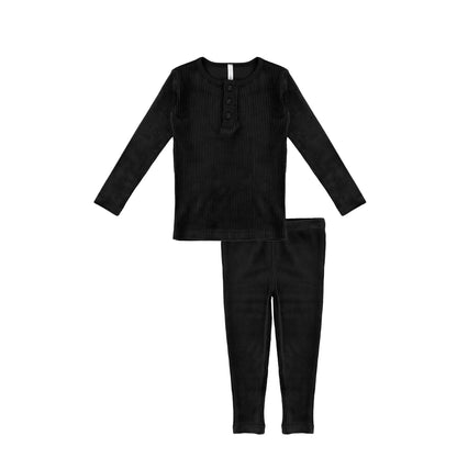 VELOUR RIBBED HENLEY PAJAMAS