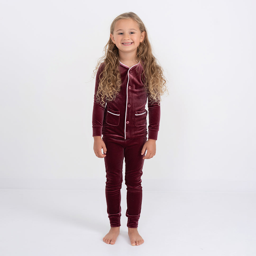 VELOUR PIPED GRANDFATHER PAJAMAS