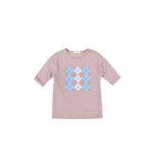 Load image into Gallery viewer, 3/4 SLEEVES ARGYLE PRINTED TEE