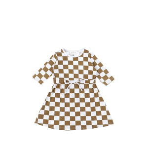 3/4 SLEEVES CHECKED DRESS