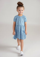 Load image into Gallery viewer, SHORT SLEEVES DENIM FLORAL DRESS