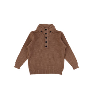 MOCK NECK BUTTON SWEATER