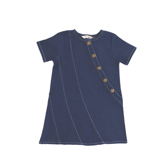 SHORT SLEEVES SNAP DOWN DENIM DRESS