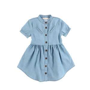 SHORT SLEEVES STITCHED BUTTON DRESS