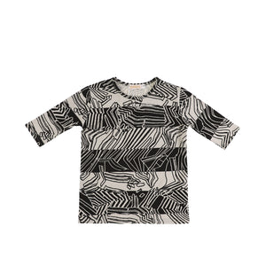 3/4 SLEEVES TWO TONE ABSTRACT TEE