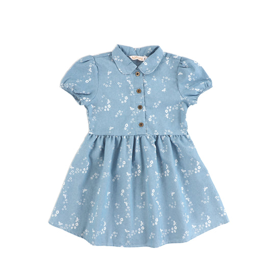 SHORT SLEEVES DENIM BUTTERFLY DRESS